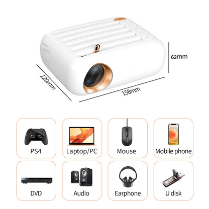 Portable HD Projector Phone Movie Projector for Outdoor Movie Night,Support Bluetooth/WiFi,Theater Projector Compatible