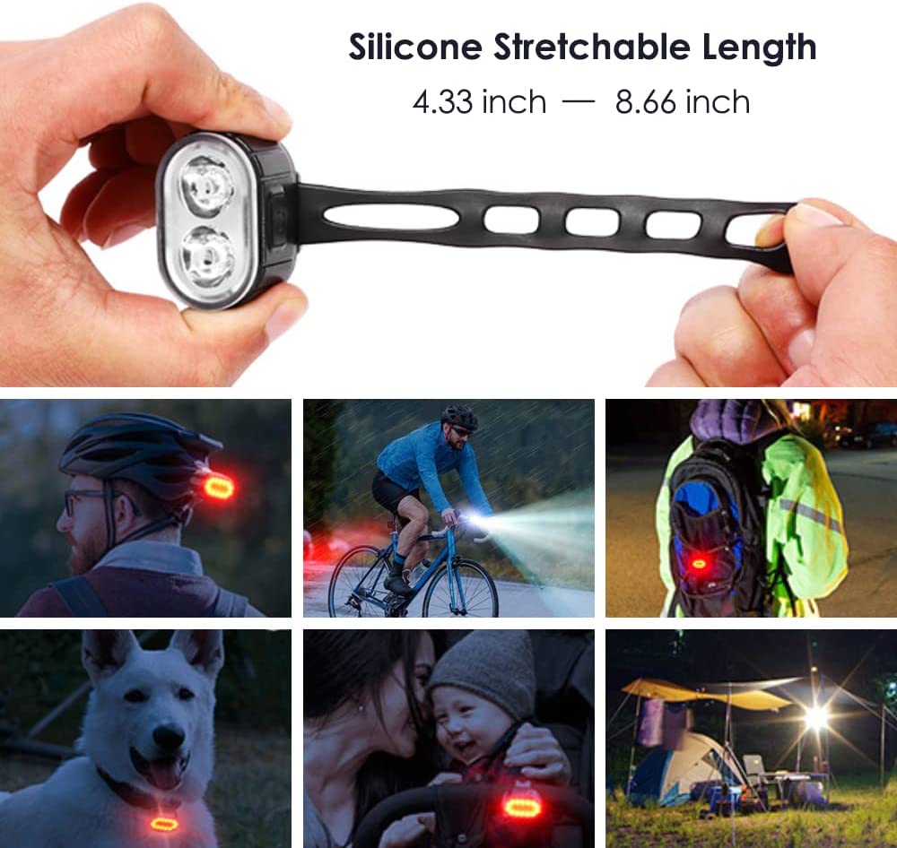4/6 Modes Waterproof IPX5 USB Rechargeable Bike Light Set 350 Lumen Super Bright Bike Lights Front and Back LED Rear Taillight Bicycle Lights for Night Riding Safety