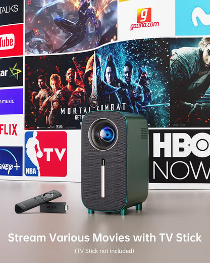 Mini Proyector Bluetooth 1080P Proyector de películas 4K Proyector de TV portátil para el hogar Proyector LED de Video al Aire Libre Compatible con TV Stick Computadora portátil Teléfono Tableta HDMI USB DVD