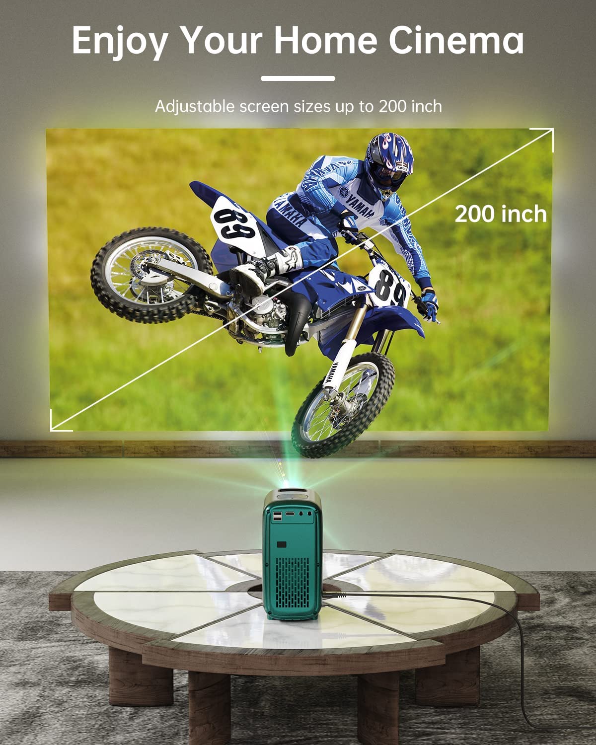 Mini 1080P Bluetooth Projector 4K Movie Projector Portable Home TV Projector Outdoor Video LED Projector Compatible with TV Stick Laptop Phone Tablet HDMI USB DVD