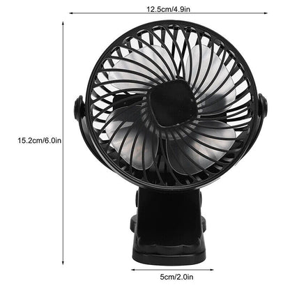 3 Speeds USB Rechargeable Mini Cooling Fan Clip On Desk Baby Stroller Portable