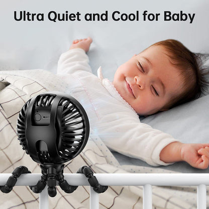 Mini Stroller Fan Clip-on for Baby, Small Portable Fan Rechargeable and Handheld