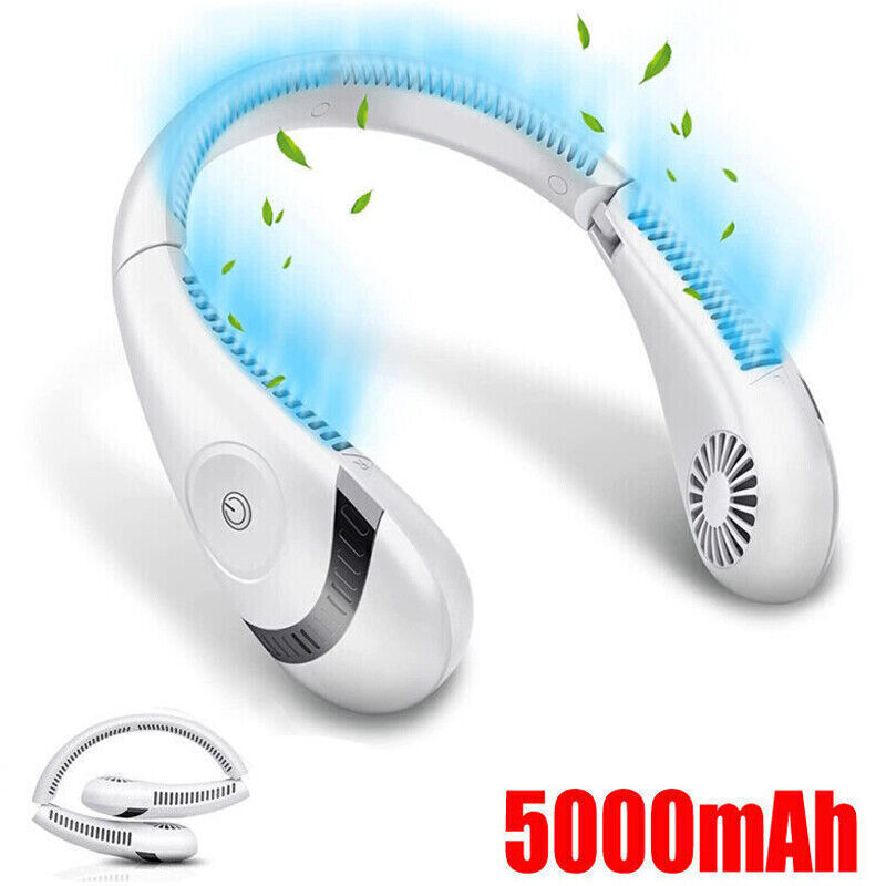 5000mah Bladeless Rechargeable Air Cool Portable Lazy Neck Fan Hanging Neckband