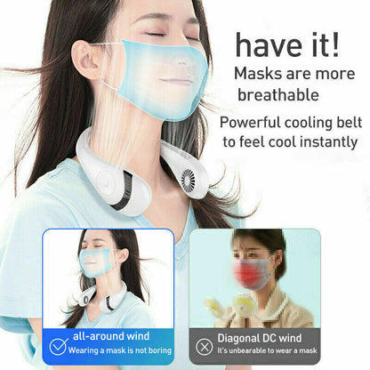 5000mah Bladeless Rechargeable Air Cool Portable Lazy Neck Fan Hanging Neckband