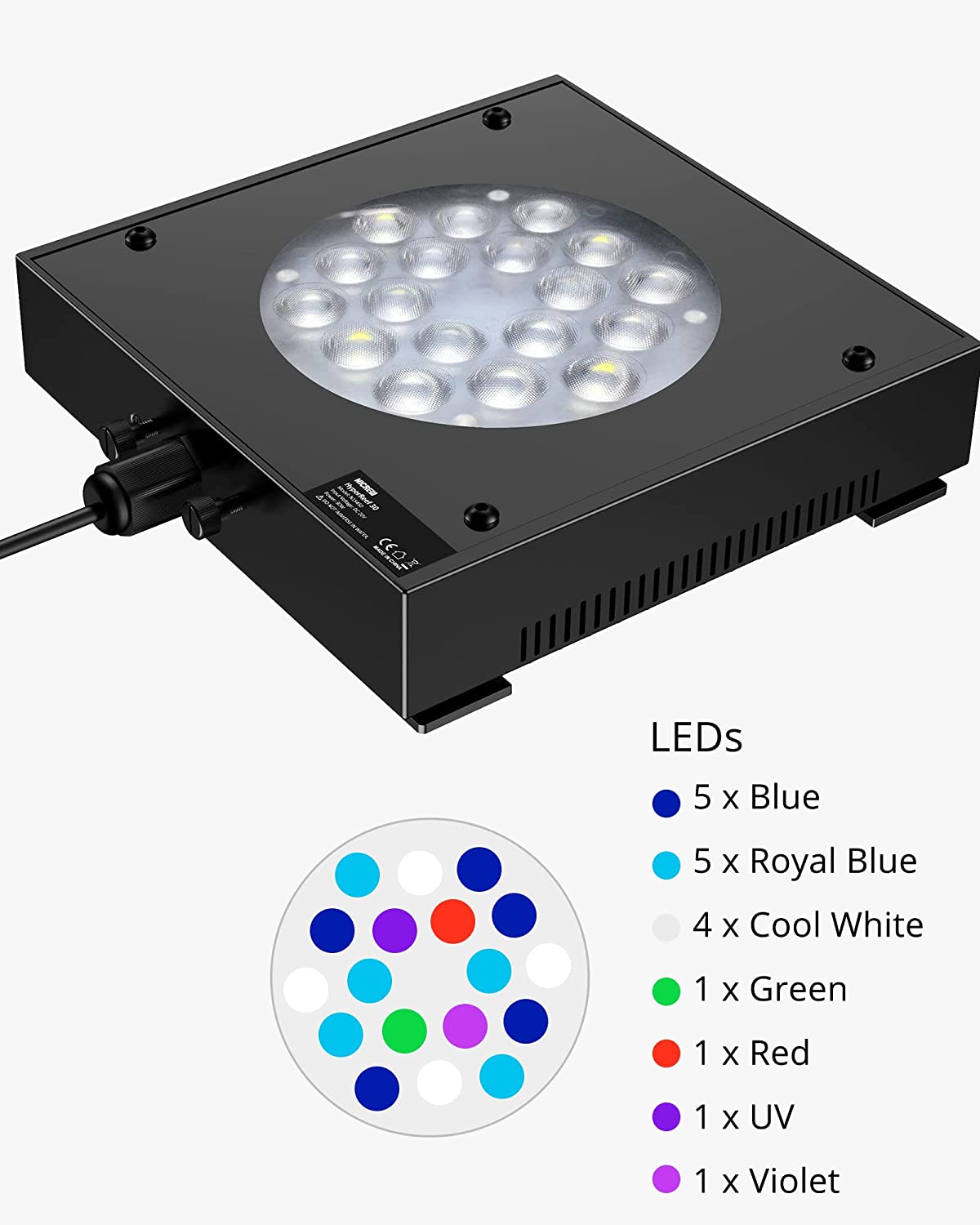 Aquarium LED Reef Light Dimmable Full Spectrum Marine LED for Saltwater Coral Fish Tanks