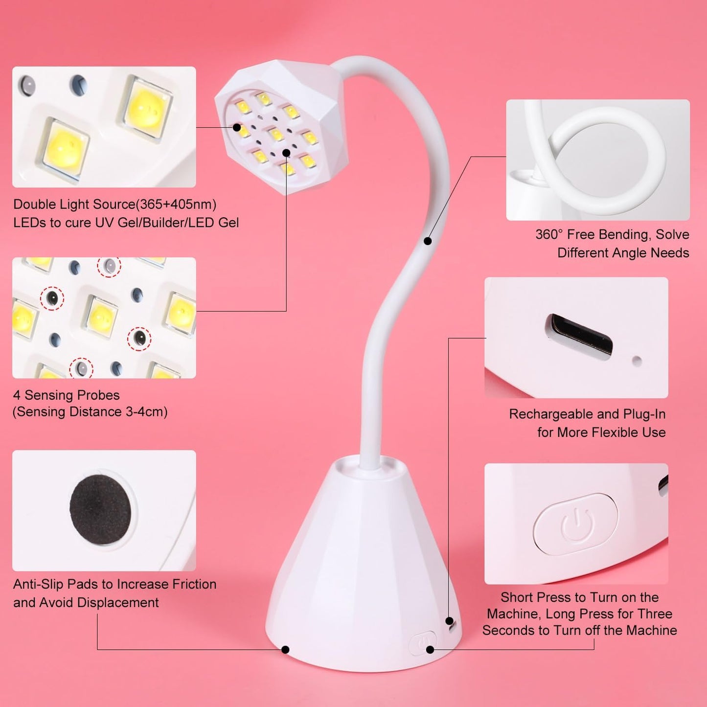 Mini Led Nail Lamp Smart Sensor Portable Rechargeable Gel LED UV Nail Lamp for Home Nail Salon