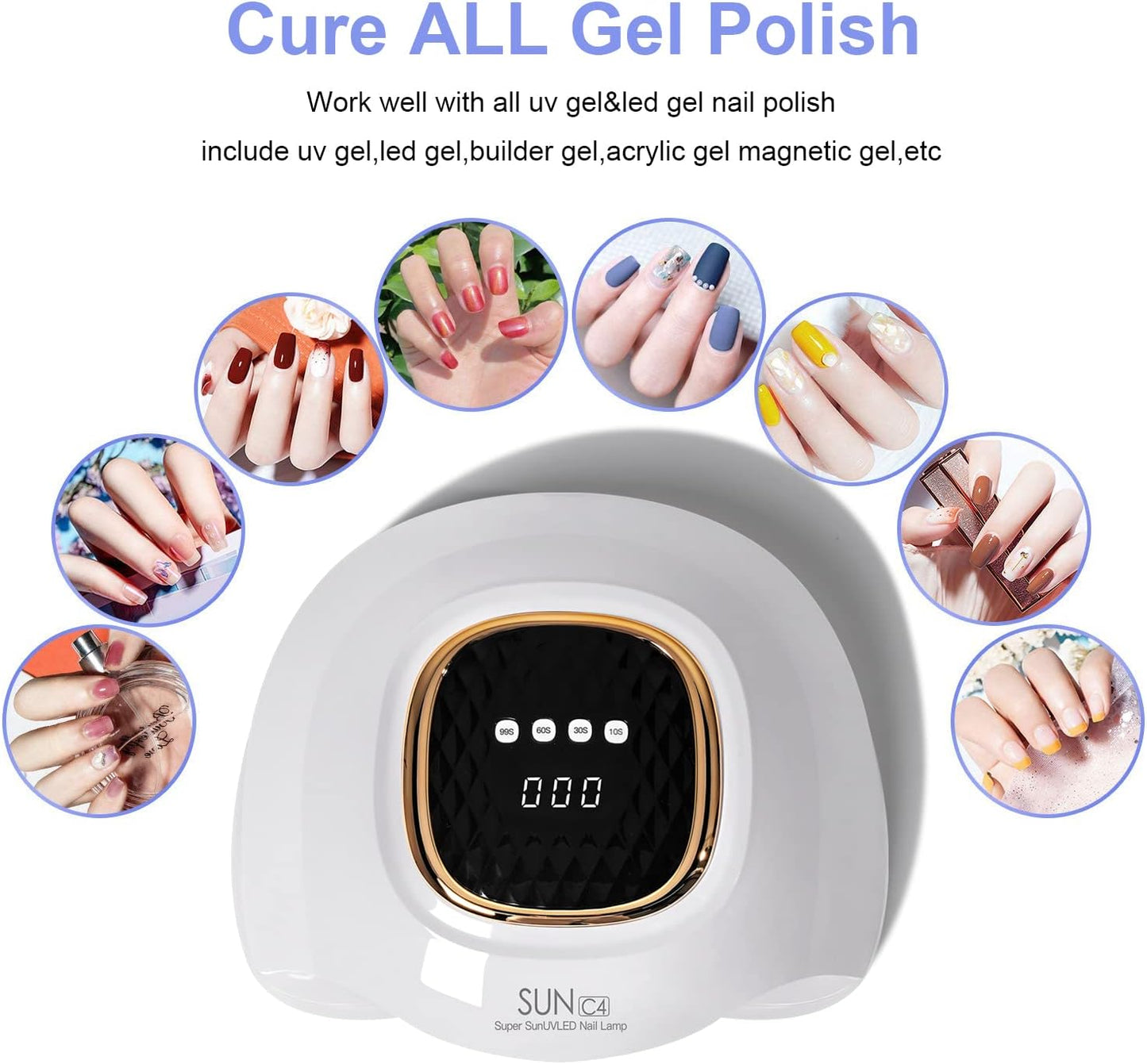 288W Professional Led Nail Curing Lamps with Automatic Sensor/4 Timer Setting for Home & Salon