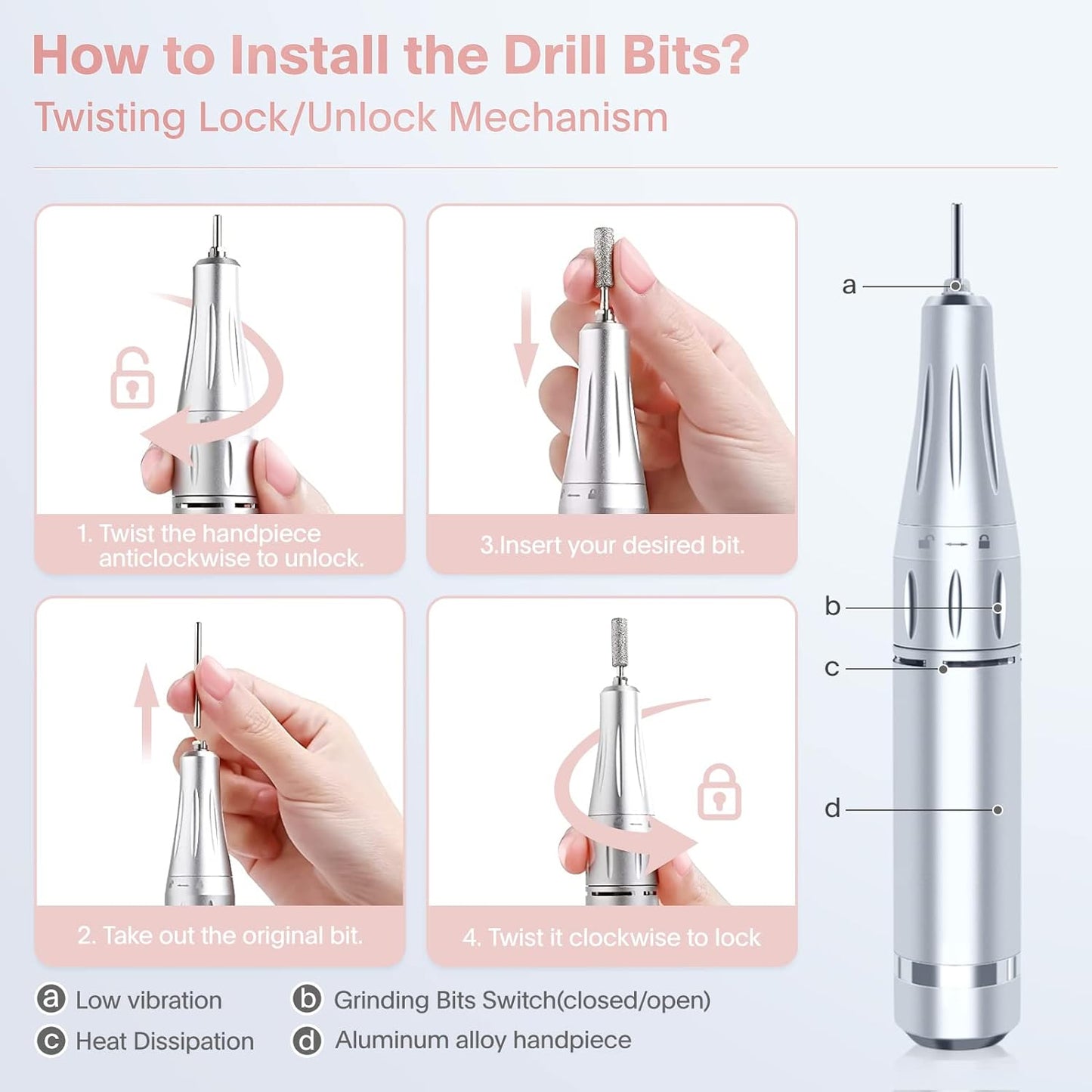 Professional Electric Nail Drill Machine 35000RPM Nail Drill Manicure Pedicure Polishing Shape Tools for Home and Salon Use