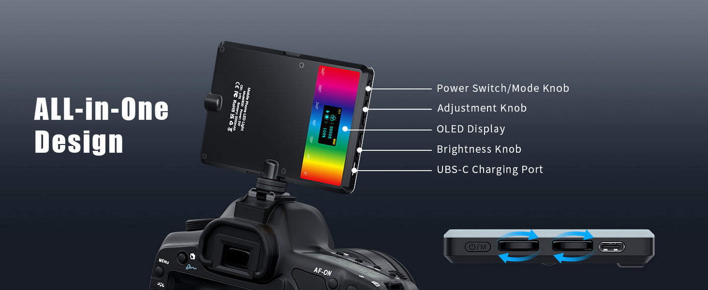 90LED RGB Selfie Light for Phone with 360° Full Color CRI 95 Video Light 3000mAh for Phone iPad, Laptop, Makeup, TikTok, Selfie, Vlog, Video Conference