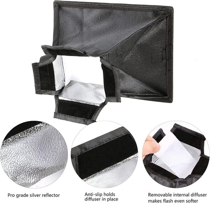 2 Packs Flash Diffuser Light Softbox Speedlight Softbox Collapsible with Storage Pouch - 8" Octagon Softbox + 8"x6" for Canon, Yongnuo and Nikon Speedlight