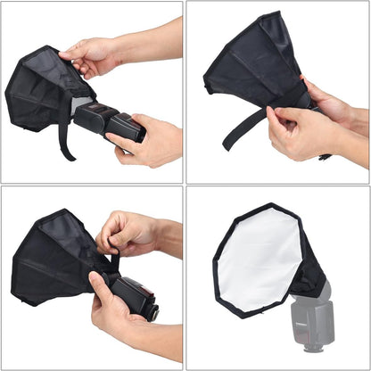 2 Packs Flash Diffuser Light Softbox Speedlight Softbox Collapsible with Storage Pouch - 8" Octagon Softbox + 8"x6" for Canon, Yongnuo and Nikon Speedlight