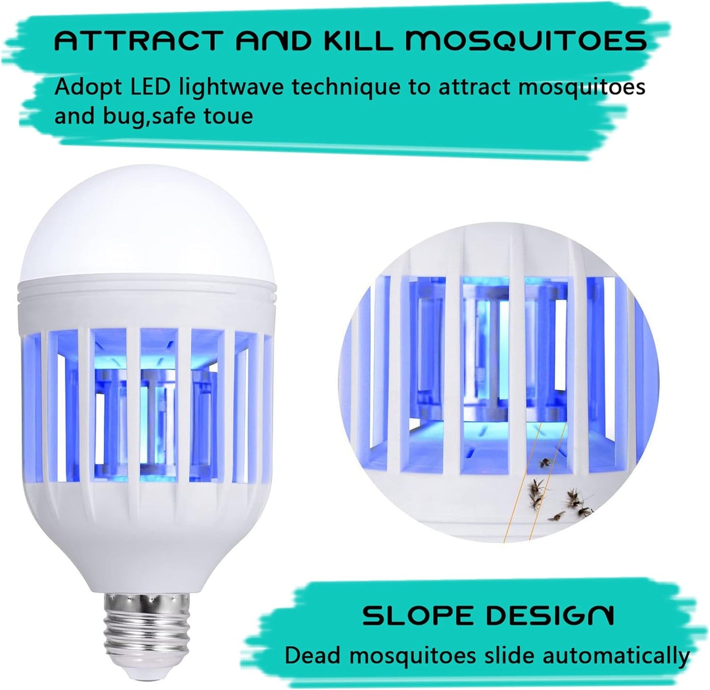 2 in 1 Bug Zapper Light Bulb Mosquitoes Killer Lamp Led Electronic Insect & Fly Killer, Porch Light for Entryway, Doorway, Corridor, Balcony and Patio