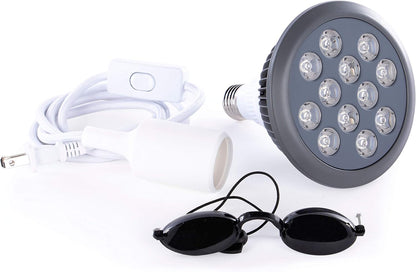 12 LEDs Light Therapy Bulb 415 nm Wavelength High Irradiance Treatment for Acne and Sun Damage Skin Texture and Tigthen Skin