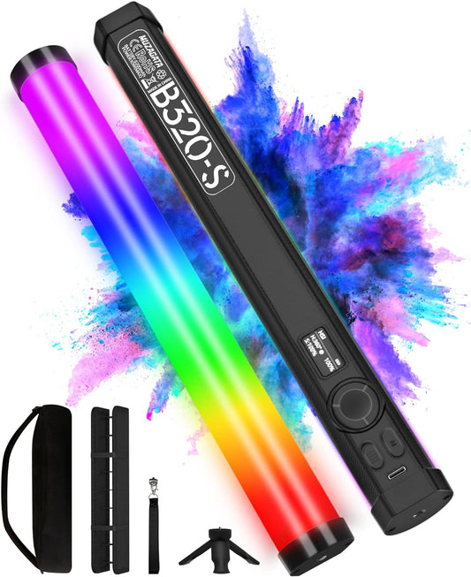 RGB Light Wand 1200 Lux Streaming Light 2500K-9900K RGB Tube Light CRI＞95 Handheld Photography Light Bar Built in 5200mAh Battery Light Painting Photography Tools
