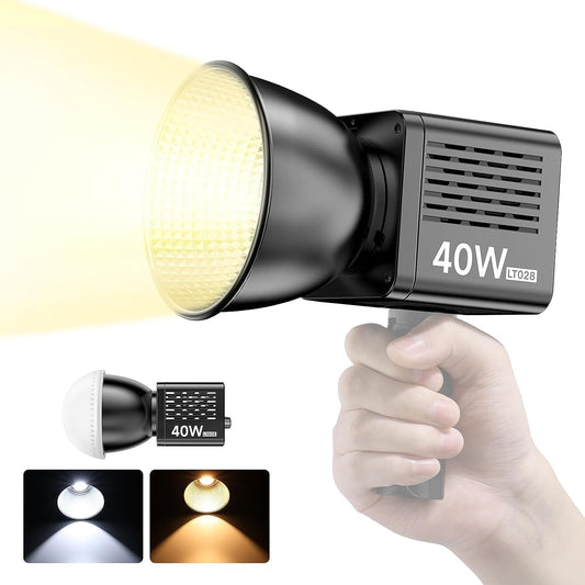 40W LED Video Light 2500K-6000K Bi-Color Temperature COB Light 3400mAh Built-in Battery for YouTube Video Recording Photography