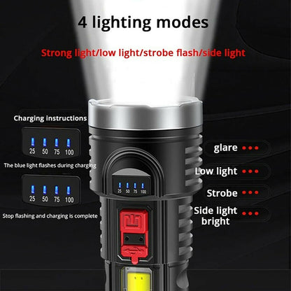 Super Bright 10000000LM Torch Powerful LED Flashlight USB Rechargeable Light