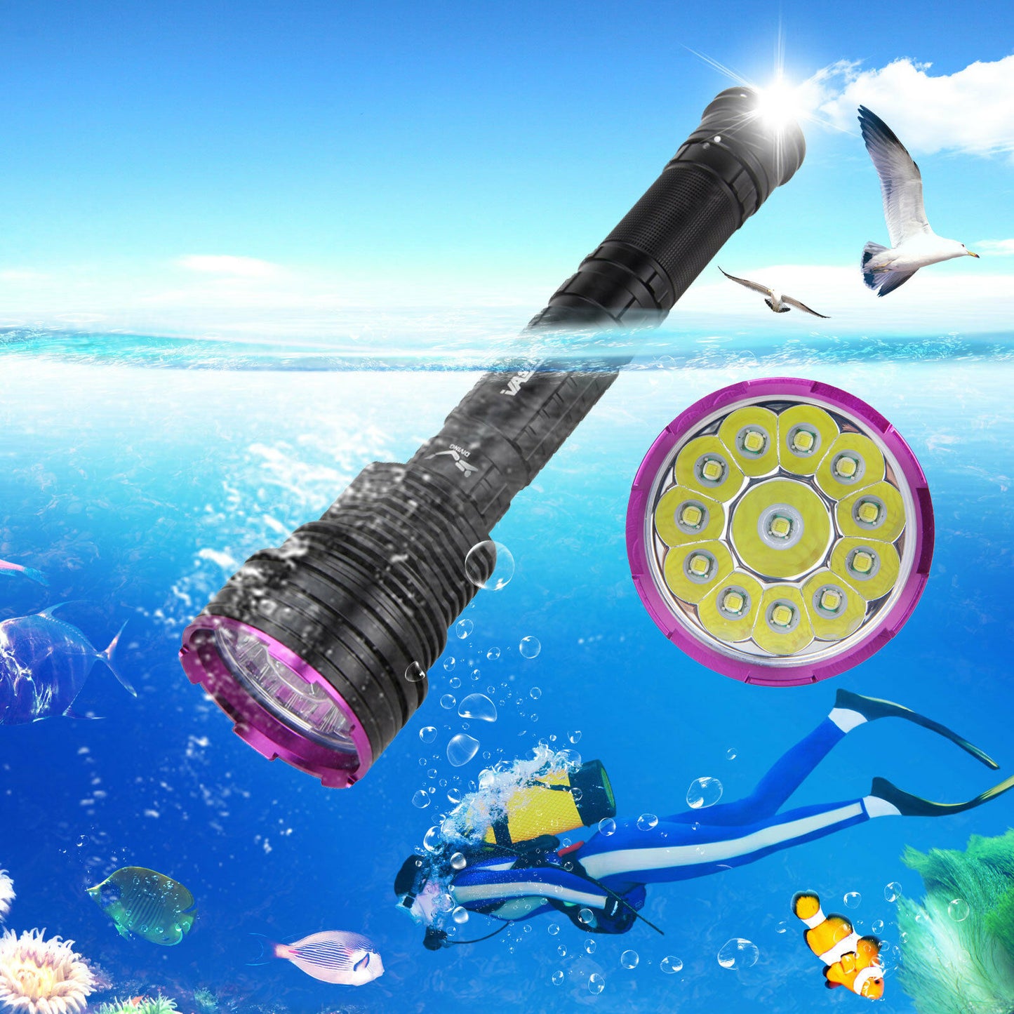 40000LM Underwater Lighting Diving Flashlight Dive Scuba Lamp Torch