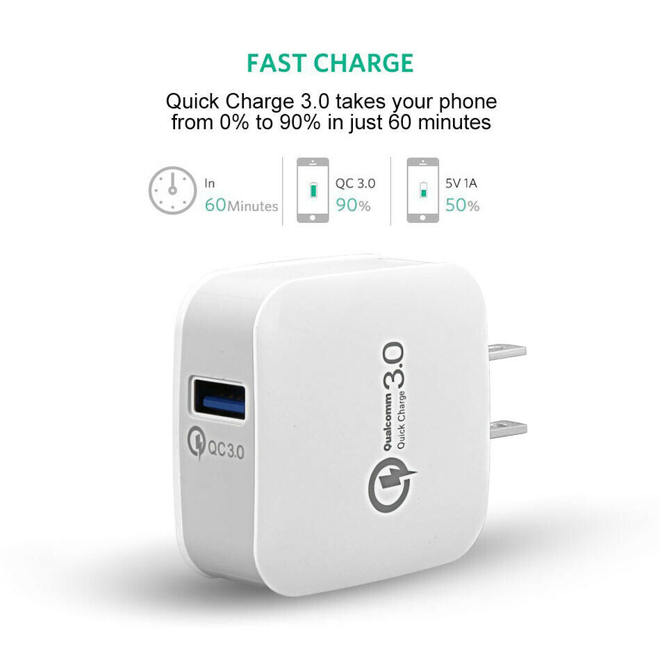 Quick Charge 3 18W Fast QC 3.0 USB Charger USA Adapter For iPhone Android