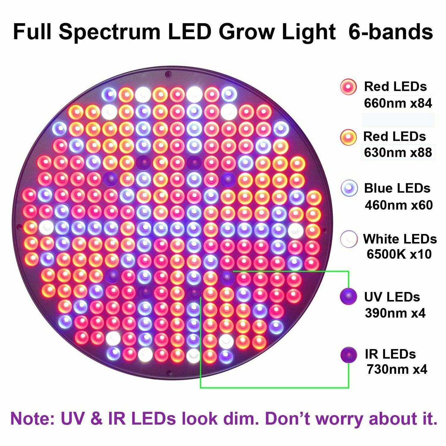 Luz de relleno de 50W, lámpara de crecimiento de plantas de forma redonda, luz LED de espectro completo para plantas
