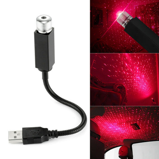 USB-Auto-Innenatmosphäre, Sternenhimmel-Lampe, Ambient-Sternlicht-LED-Projektor, Rot