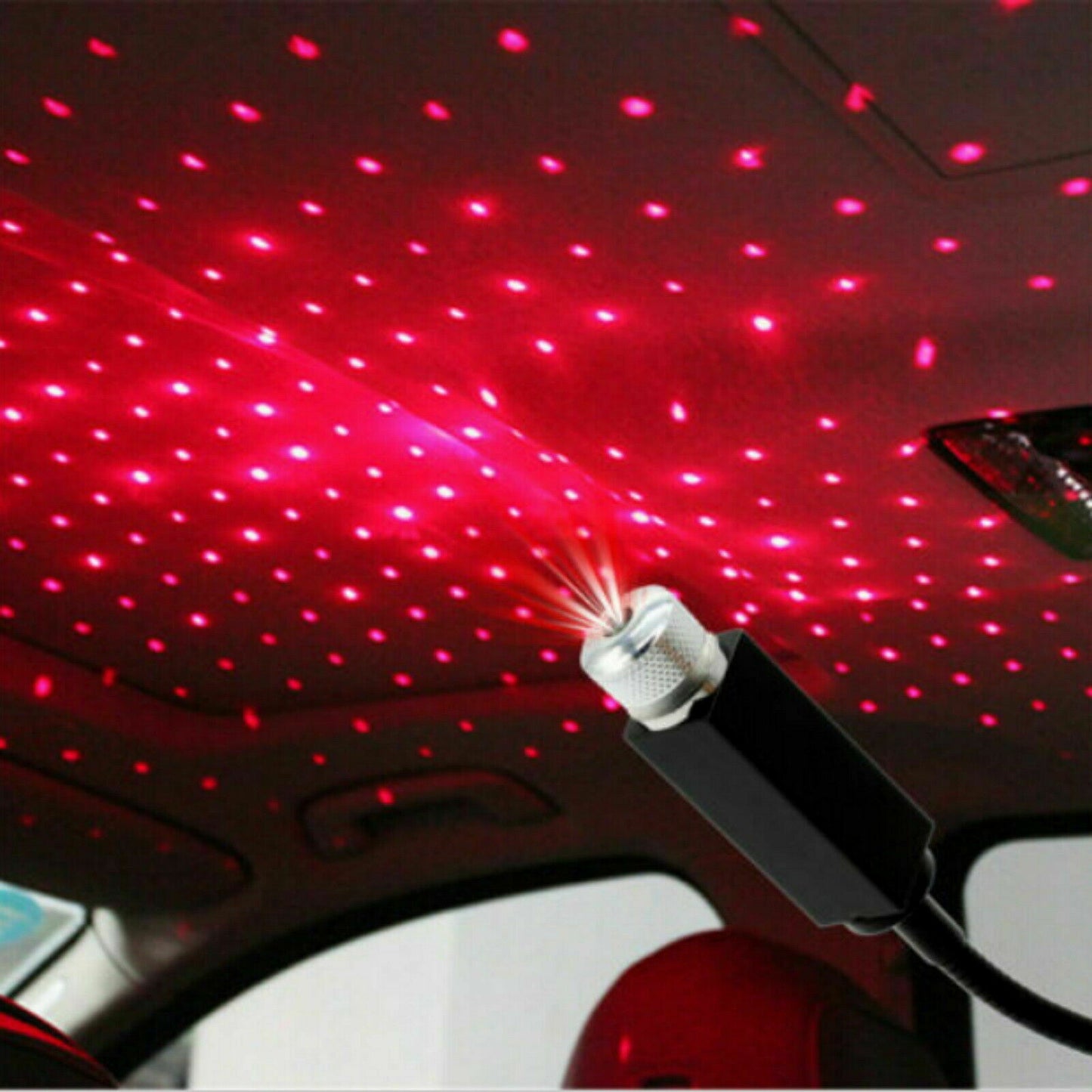 USB Car Interior Atmosphere Starry Sky Lamp Ambient Star Light LED Projector Red