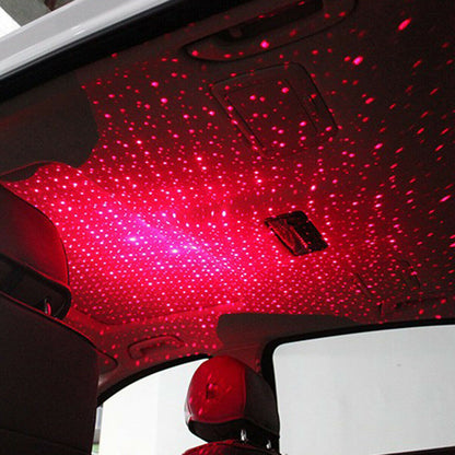 USB Car Interior Atmosphere Starry Sky Lamp Ambient Star Light LED Projector Red