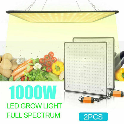 2 paquetes de 1000W LED de luz de cultivo de flores de espectro completo para el Panel de lámpara de planta de interior del hogar