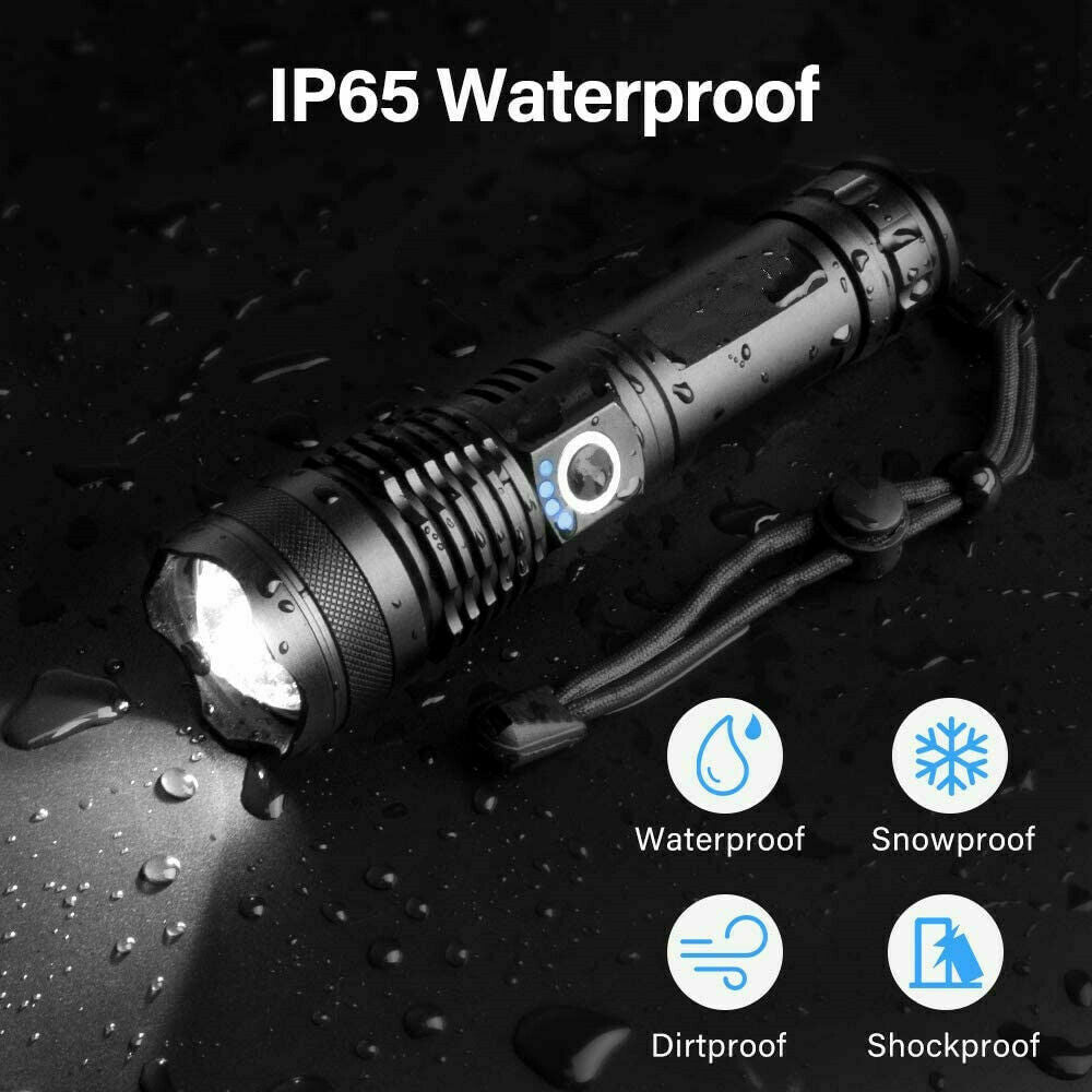 Super Bright 90000LM LED Tactical Flashlight With Rechargeable Battery