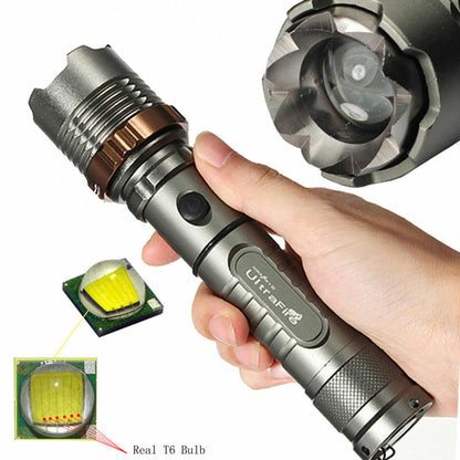 2 Packs Tactical Police 90000LM T6 USB Rechargeable Flashlight Zoomable Torch