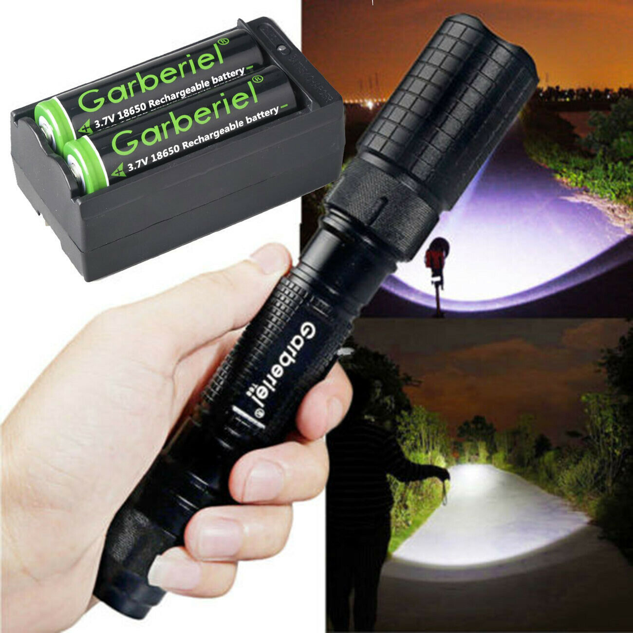 Tactical Police 900000Lumen T6 5Modes LED Flashlight Aluminum Zoomable Torch