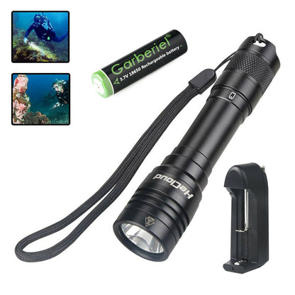 9000LM IPX8 LED Waterproof Flashlight for Diving Rechargeable Scuba Dive Lights