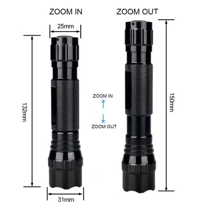 3 Pack Zoomable Single Mode Long Range Red Light Hunting LED Flashlight Torch