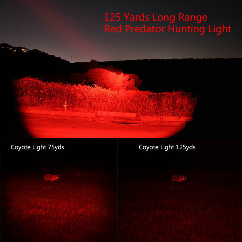 3 Pack Zoomable Single Mode Long Range Red Light Hunting LED Flashlight Torch