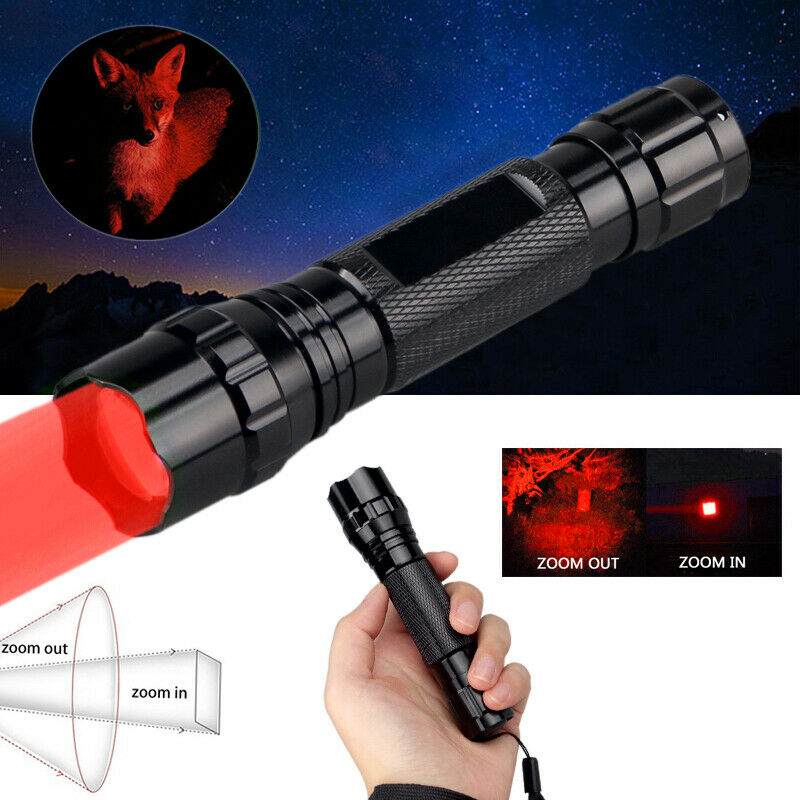 Paquete de 3 linternas LED de caza con luz roja de largo alcance y modo único con zoom
