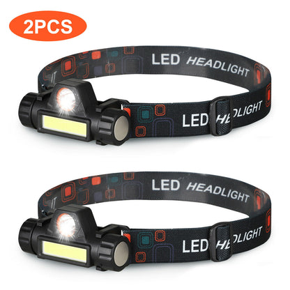 USB Rechargeable Headlamp COB LED Headlight Head Light Torch Flashlight