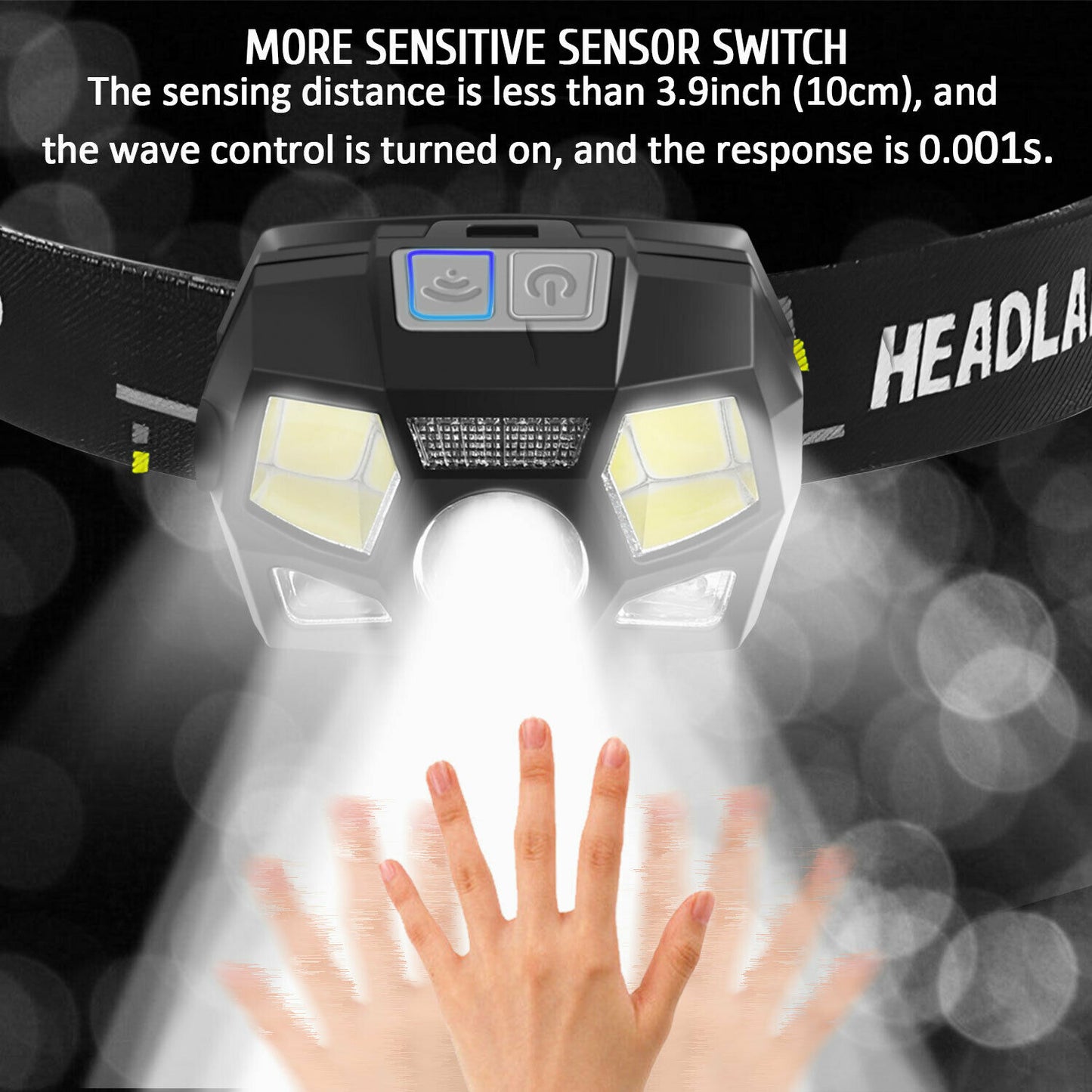 Linterna frontal LED recargable por USB de 6 modos, linterna para cabeza