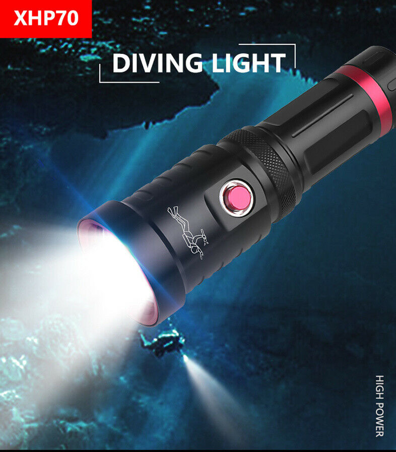 200000LM XHP70 Underwater Diving LED Flashlight Torch Dive Lamp