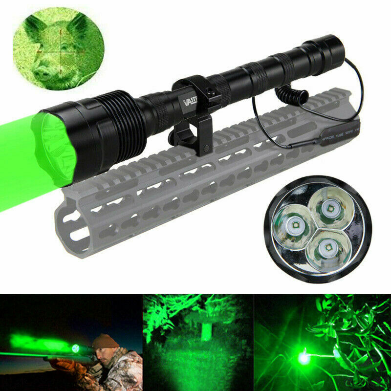 500 yardas caza depredador rojo o verde luz LED linterna antorcha + interruptor de presión