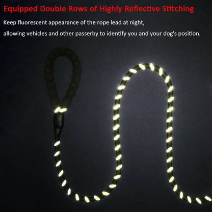 5 FT Dog Leash Service Lead Training Padded Handle Reflective Nylon Puppy Rope