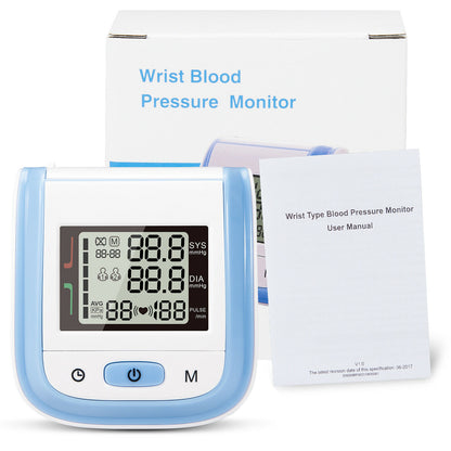 Digital LCD Wrist Blood Pressure Monitor Heart Beat Rate Pulse Meter Measure