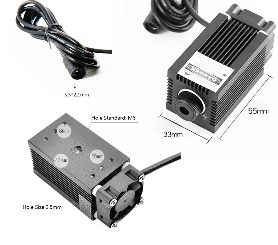 Módulo de grabado láser azul PWM/TTL/láser de grabado de alta potencia enfocable de 450nm y 4W