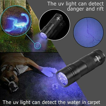 Linterna UV Linterna de luz negra LED ultravioleta Detector de manchas de orina de mascotas