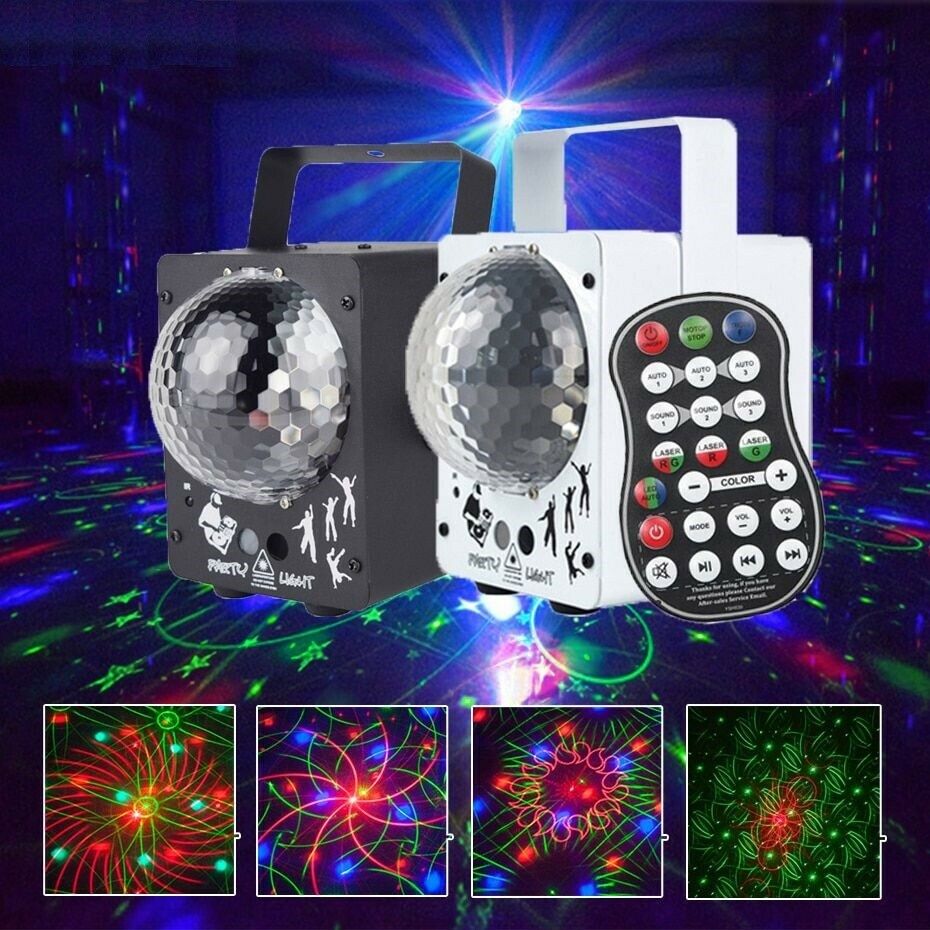 Luz LED de cristal para discoteca, bola mágica RGB, 60 patrones, proyector láser RG, Fiesta de DJ