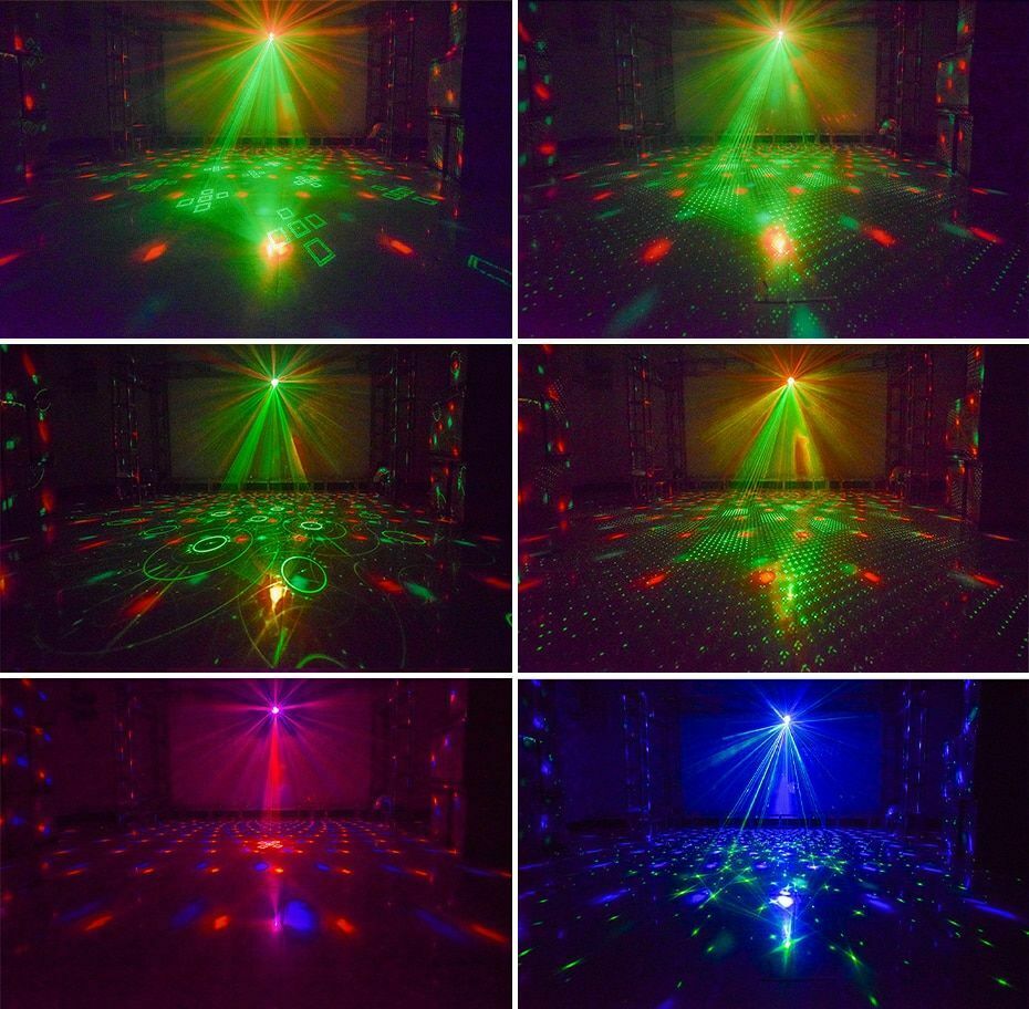 Luz LED de cristal para discoteca, bola mágica RGB, 60 patrones, proyector láser RG, Fiesta de DJ