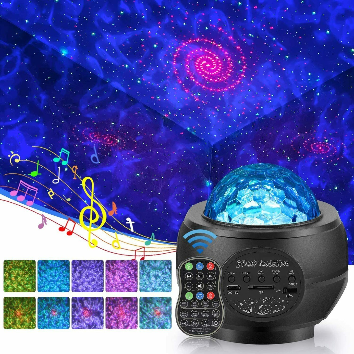 Proyector Galaxy Starry Sky Night Light Ocean Star Party Altavoz Lámpara LED Control remoto