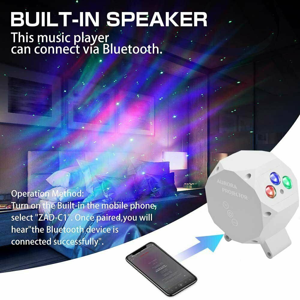 LED Galaxy Starry Night Light Projector Aurora Sky Party Speaker Lamp Remote