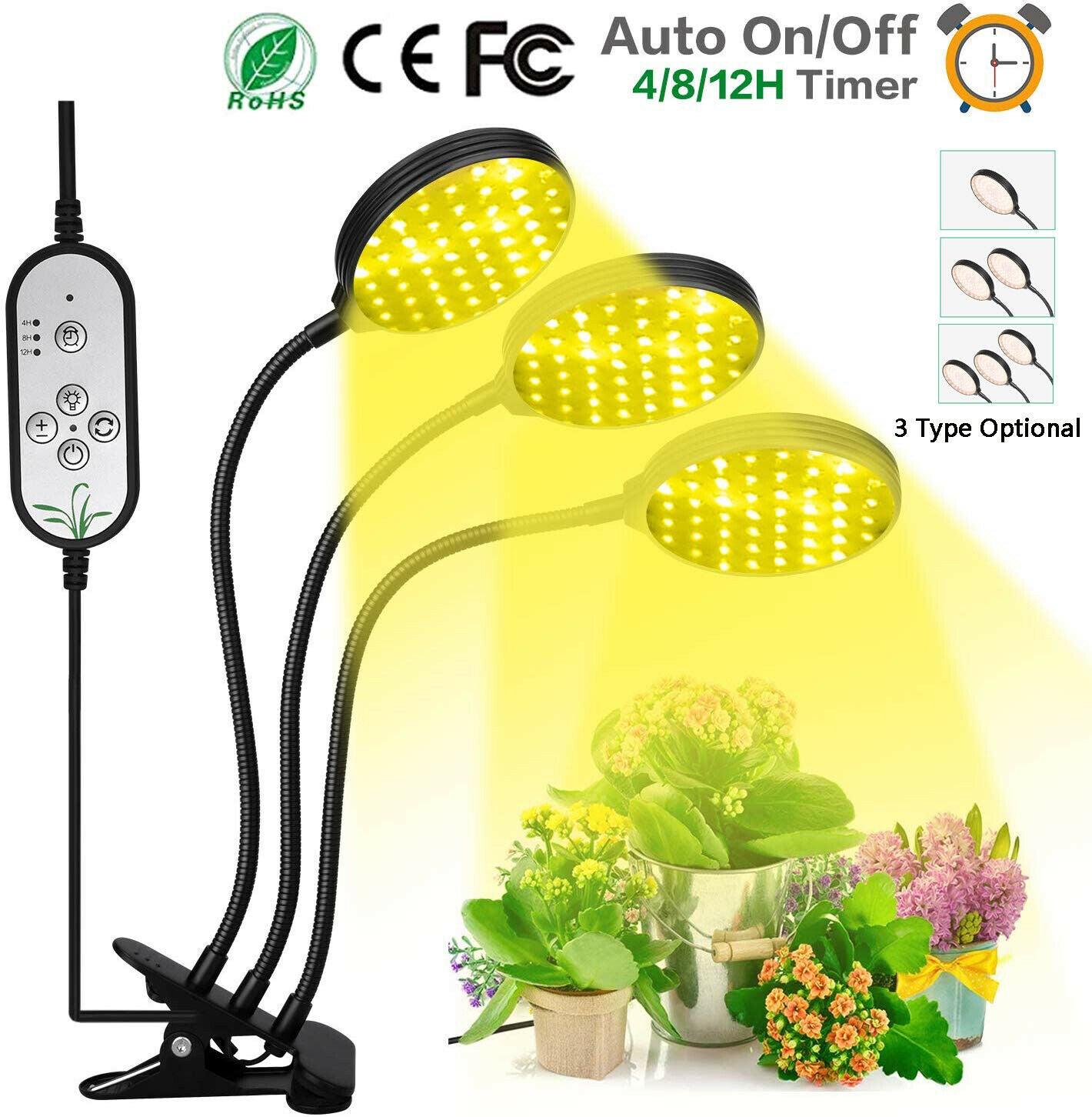 Luz LED para cultivo de plantas, lámpara de cultivo, luces para plantas de interior, temporizador hidropónico de flores