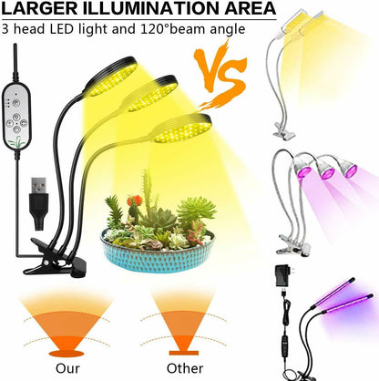 Luz LED para cultivo de plantas, lámpara de cultivo, luces para plantas de interior, temporizador hidropónico de flores