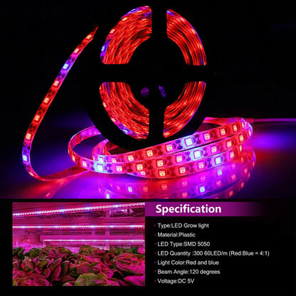 Waterproof LED Grow Light Strip Full Spectrum Lamp Indoor Basement Plant Veg