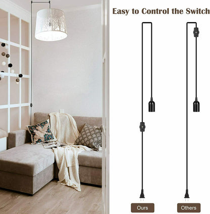 12Feet Extension Hanging Lantern Cord Cable withSocket Gear Switch Black